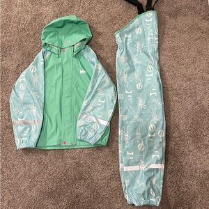 Helly Hensen unisex- child Bergen Aop pu printed water proof rain set blue tint